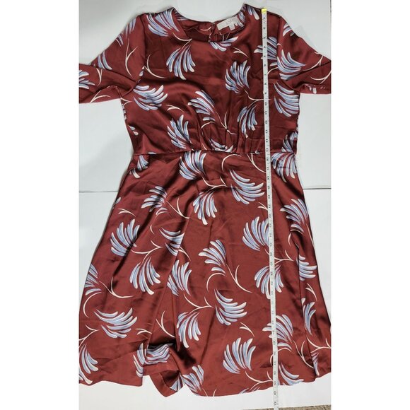 Ann Taylor Loft Womens Floral Print Rust Red A-Line Dress Size 12 - Picture 5 of 8